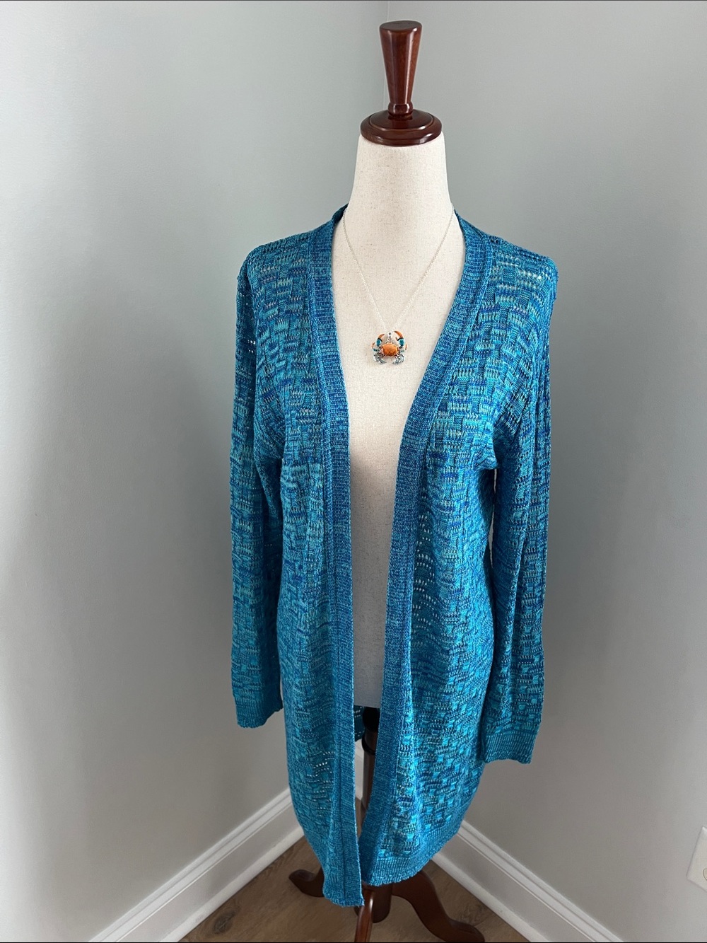 NorthStyle | Teal Blue Open-Front Women's Cardigan Business Casual Coastal Sz S